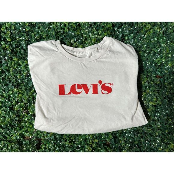 Levis White Basic T Shirt Red Logo Size Medium - Picture 4 of 7